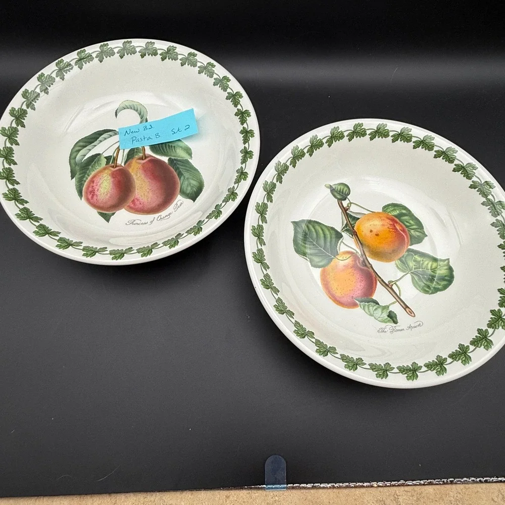 Vintage Portmeirion Pomona Pasta Bowls Set of 2 Fruit Botanical Cottage Core 8in